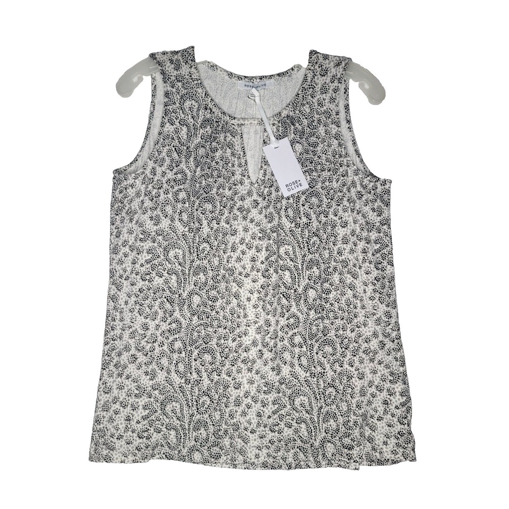 Rose + Olive‎ Women Tank Top Blouse Key Hole Slit Sleeveless Size M BlackTaupe